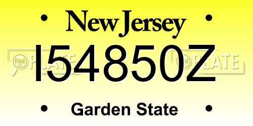 I54850Z New Jersey License Plate