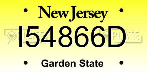 I54866D New Jersey License Plate