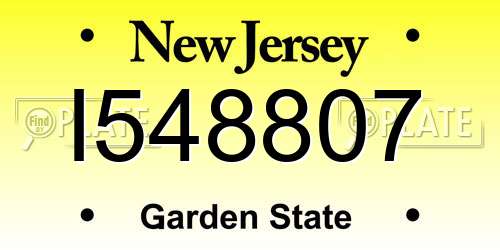 I548807 New Jersey License Plate