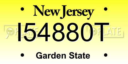 I54880T New Jersey License Plate