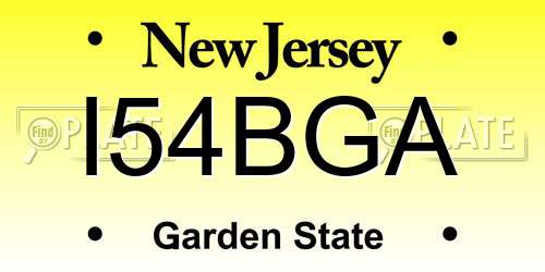 I54BGA New Jersey License Plate