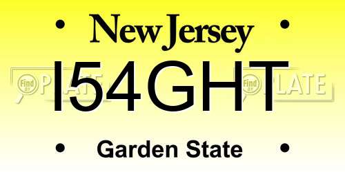 I54GHT New Jersey License Plate
