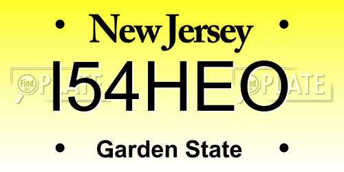 I54HEO New Jersey License Plate