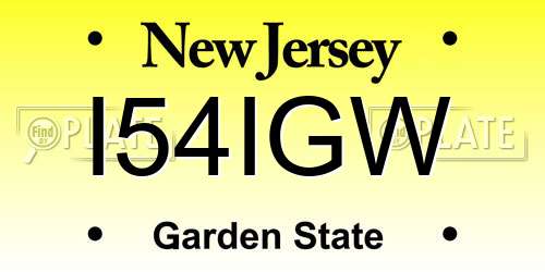 I54IGW New Jersey License Plate