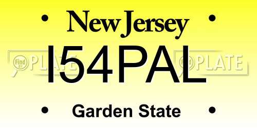 I54PAL New Jersey License Plate