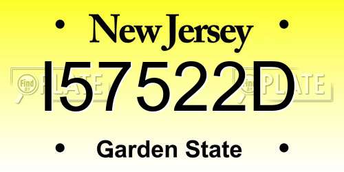 I57522D New Jersey License Plate