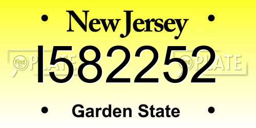 I582252 New Jersey License Plate