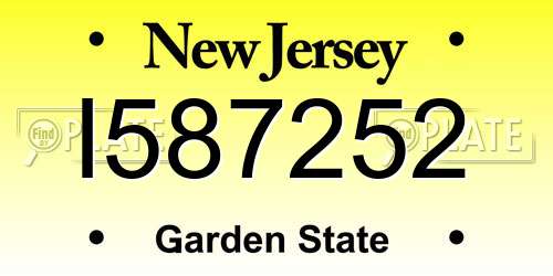 I587252 New Jersey License Plate