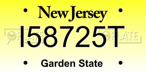 I58725T New Jersey License Plate