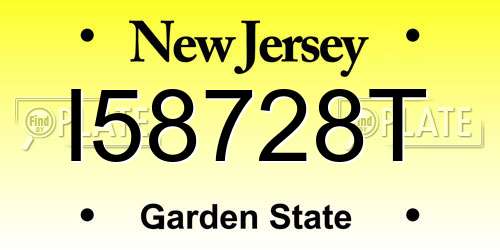 I58728T New Jersey License Plate