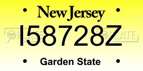 I58728Z New Jersey License Plate