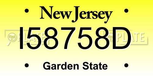 I58758D New Jersey License Plate
