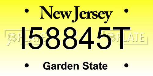 I58845T New Jersey License Plate