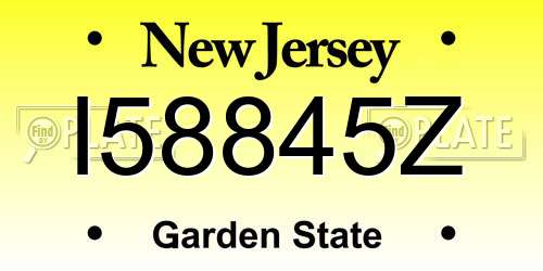 I58845Z New Jersey License Plate