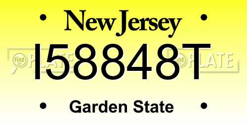 I58848T New Jersey License Plate