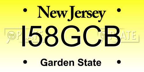 I58GCB New Jersey License Plate
