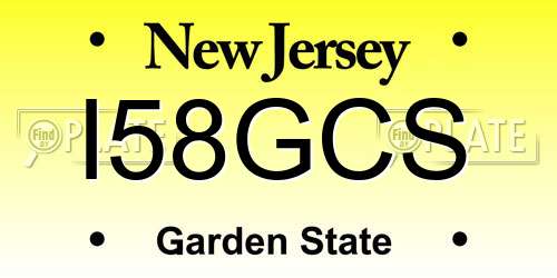 I58GCS New Jersey License Plate