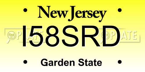 I58SRD New Jersey License Plate