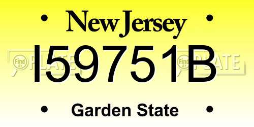 I59751B New Jersey License Plate