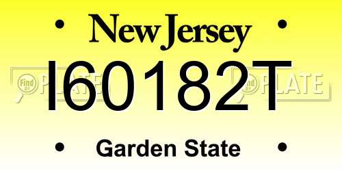 I60182T New Jersey License Plate