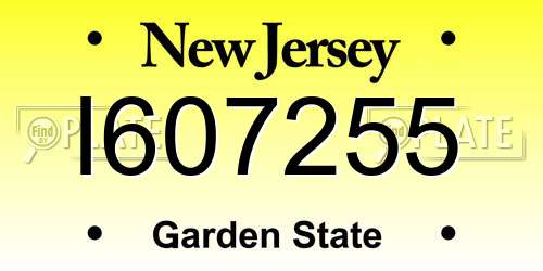I607255 New Jersey License Plate