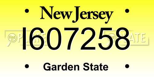 I607258 New Jersey License Plate