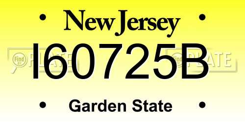 I60725B New Jersey License Plate