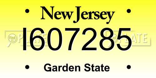 I607285 New Jersey License Plate