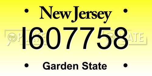 I607758 New Jersey License Plate