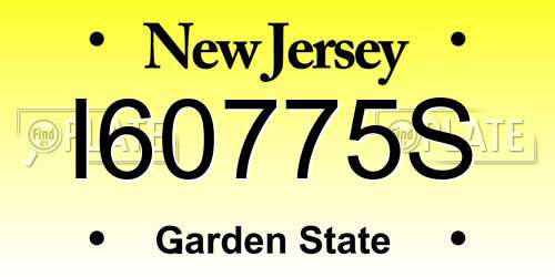 I60775S New Jersey License Plate