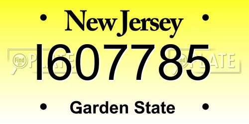 I607785 New Jersey License Plate