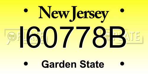 I60778B New Jersey License Plate