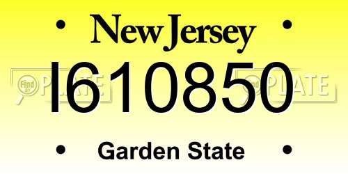 I610850 New Jersey License Plate