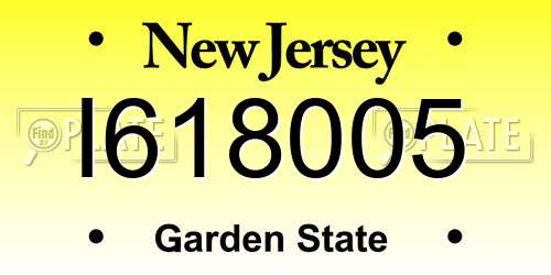 I618005 New Jersey License Plate