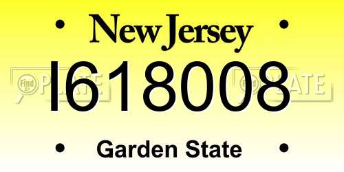 I618008 New Jersey License Plate
