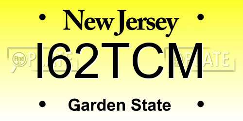 I62TCM New Jersey License Plate