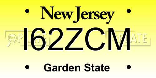 I62ZCM New Jersey License Plate