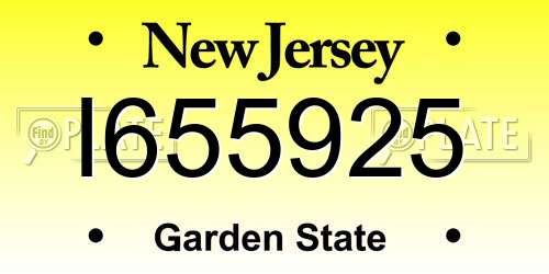 I655925 New Jersey License Plate