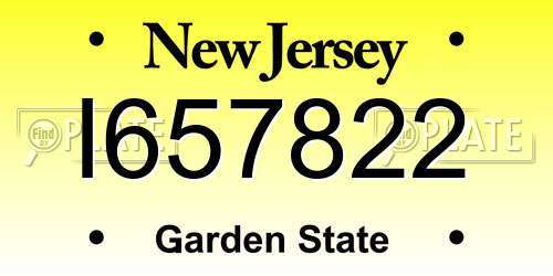 I657822 New Jersey License Plate