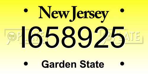 I658925 New Jersey License Plate