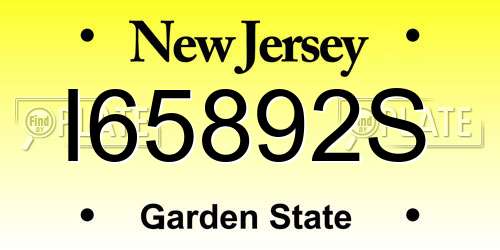 I65892S New Jersey License Plate