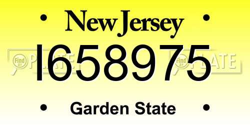 I658975 New Jersey License Plate