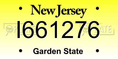 I661276 New Jersey License Plate
