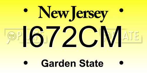 I672CM New Jersey License Plate