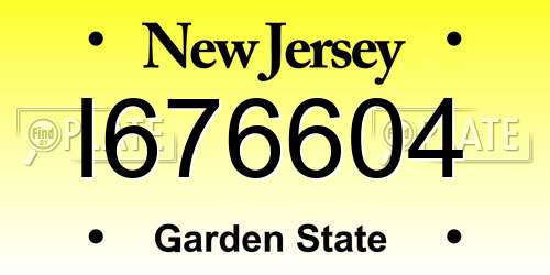 I676604 New Jersey License Plate