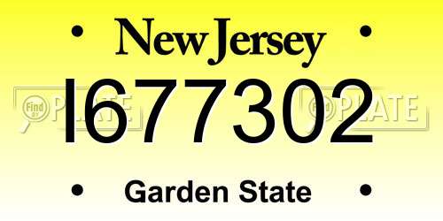 I677302 New Jersey License Plate