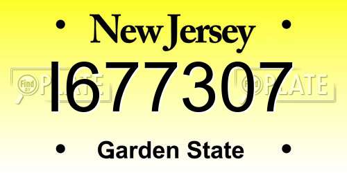 I677307 New Jersey License Plate