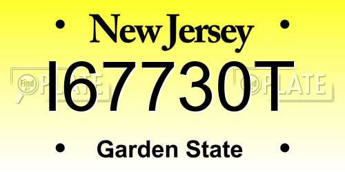 I67730T New Jersey License Plate
