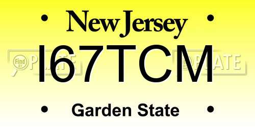 I67TCM New Jersey License Plate