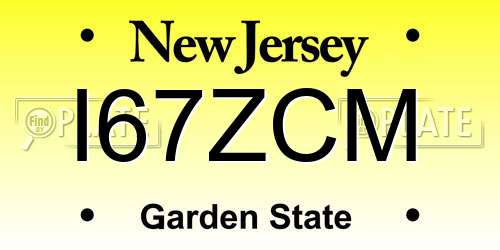 I67ZCM New Jersey License Plate
